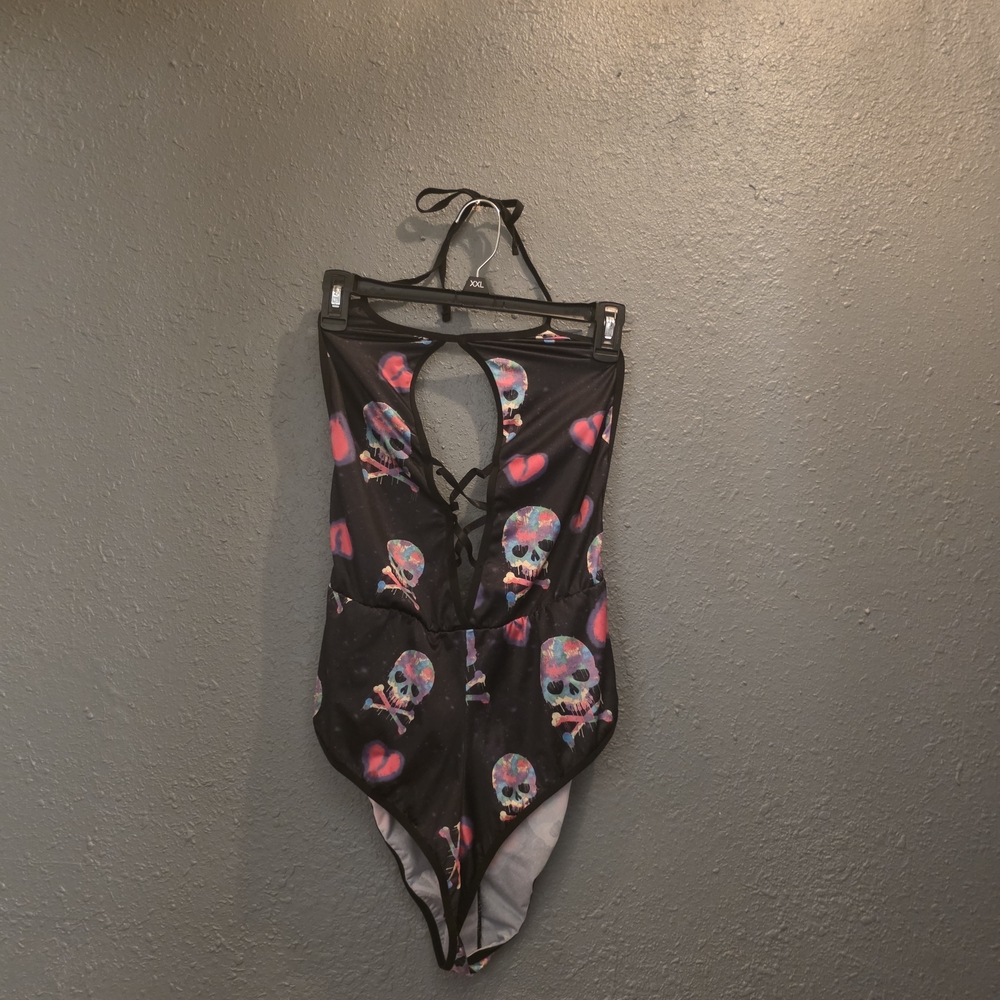 Torrid Black Skull Print Swimsuit